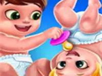 Baby Twins Caring Day