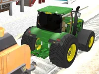 image Chained Tractor Towing Train